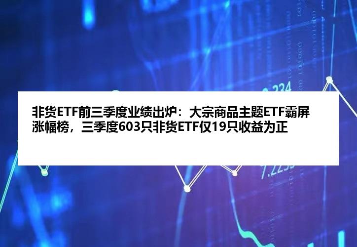 非货ETF前三季度业绩出炉：大宗商品主题ETF霸屏涨幅榜，三季度603只非货ETF仅19只收益为正