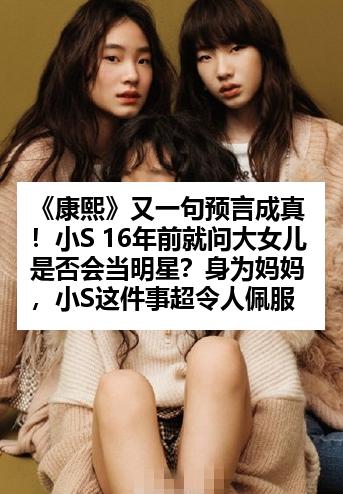 《康熙》又一句预言成真！小S 16年前就问大女儿是否会当明星？身为妈妈，小S这件事超令人佩服