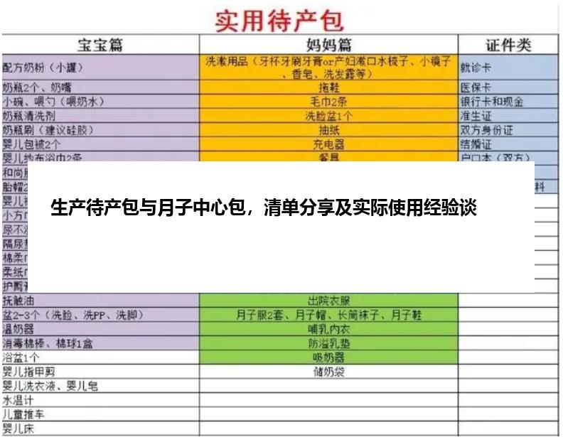 生产待产包与月子中心包，清单分享及实际使用经验谈