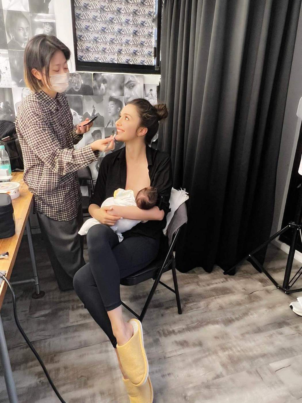 瑞莎边工作边哺乳 散发母爱光辉画面超美