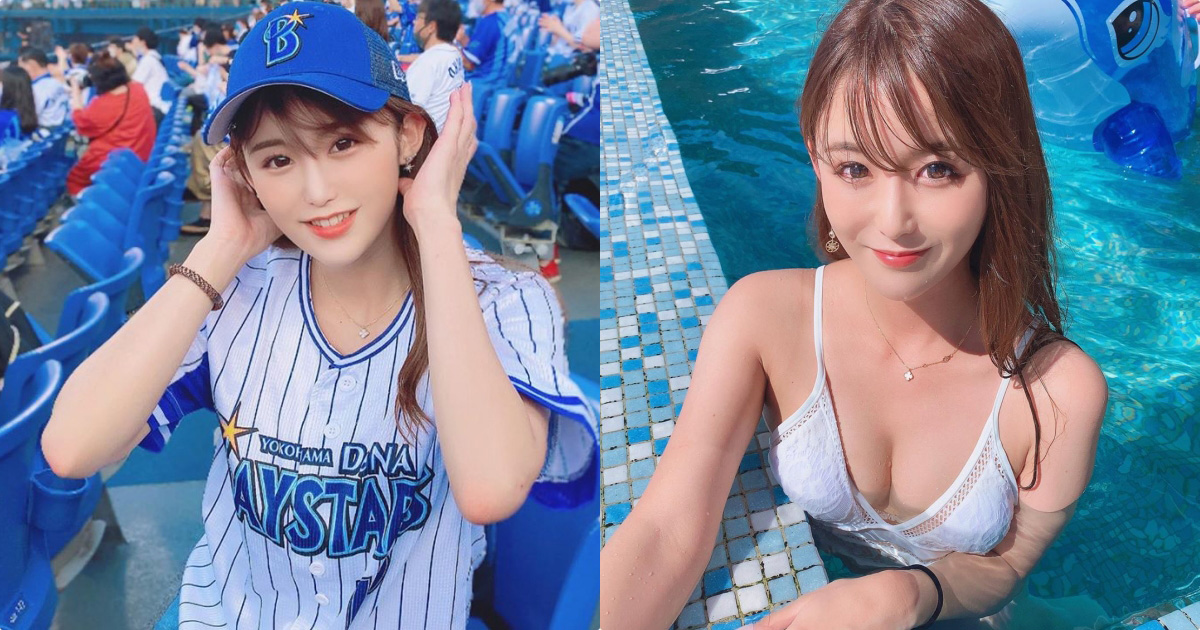 日职球场发现「超甜美正妹」私下出游的「美乳辣照」有够邪恶！